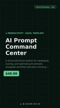 AI Prompt Command Center | Excel System for ChatGPT Claude Gemini | Prompt Library & Workflow Tracker