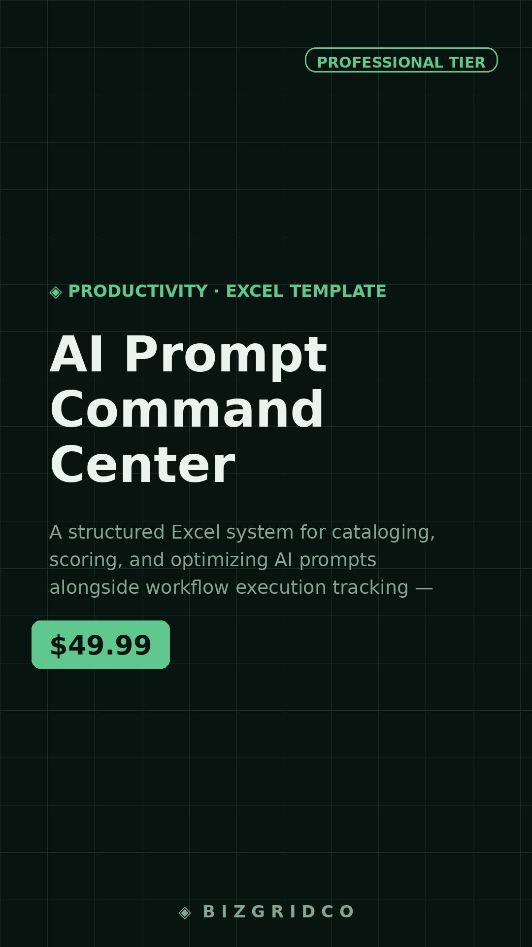 AI Prompt Command Center | Excel System for ChatGPT Claude Gemini | Prompt Library & Workflow Tracker