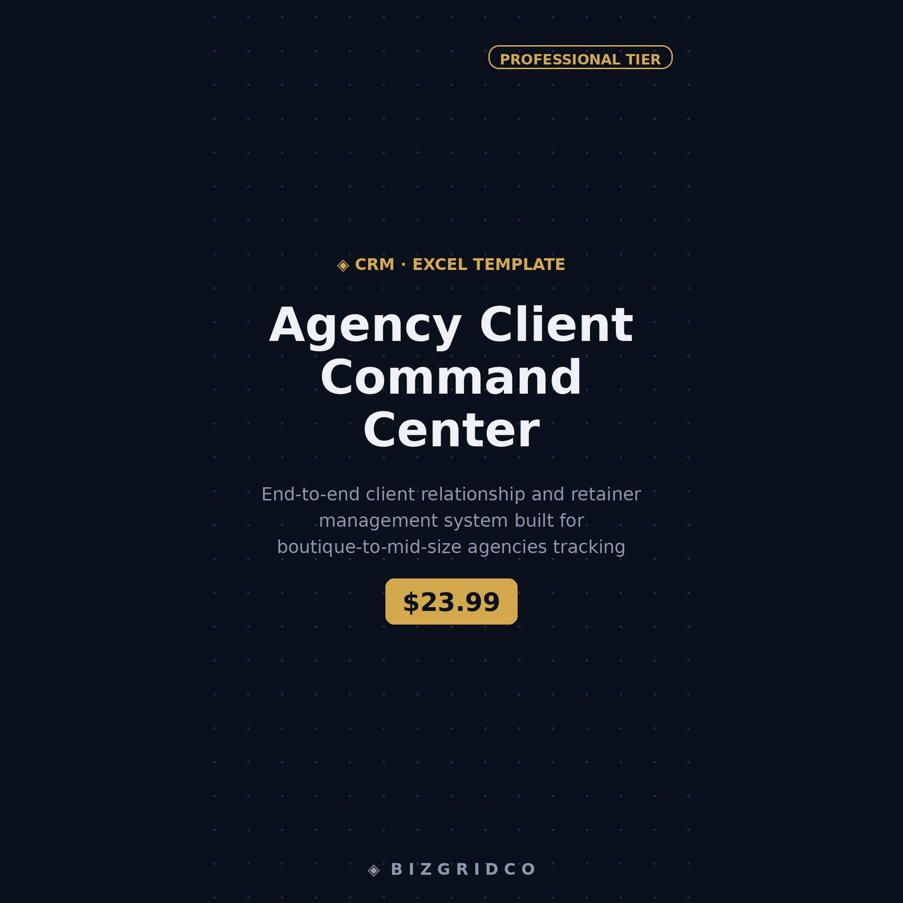 Agency CRM Spreadsheet for Client Management | Retainer Tracker, Billable Hours and Account Health Dashboard