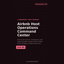 Airbnb Host Operations Tracker for Multiple Listings | Turnover, Cleaning Crew and Maintenance Spreadsheet
