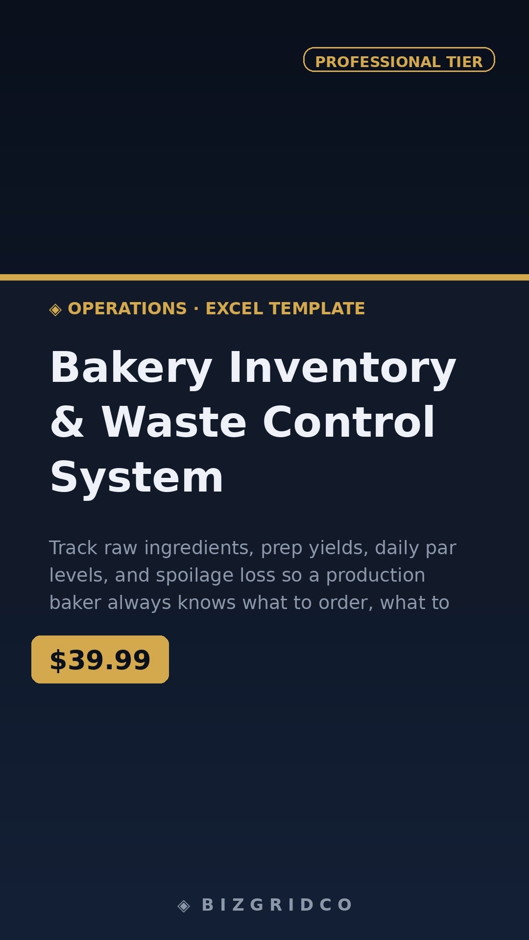 Bakery Inventory & Waste Control System | Ingredient Tracking, Par Levels, Spoilage Log, Margin Tool