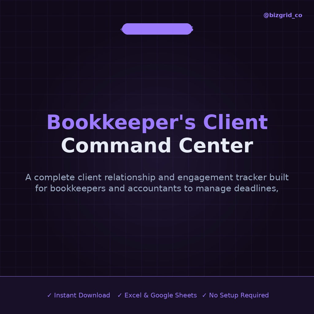Bookkeeper CRM Client Tracker | Accountant Client Management Excel Template | Billing Deadline Tracker