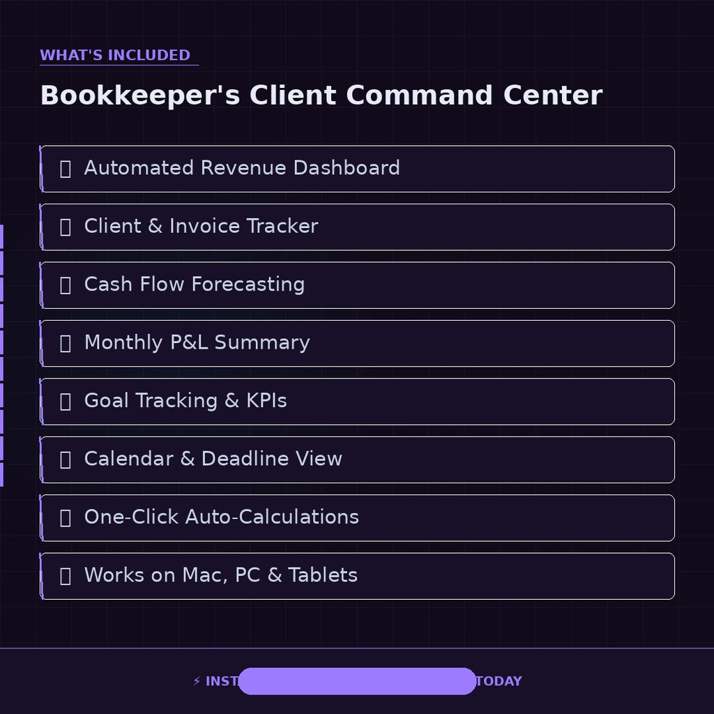 Bookkeeper CRM Client Tracker | Accountant Client Management Excel Template | Billing Deadline Tracker