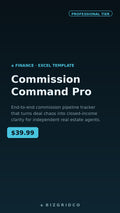 Commission Command Pro | Real Estate Agent Deal Tracker | Pipeline & Income Spreadsheet Tool
