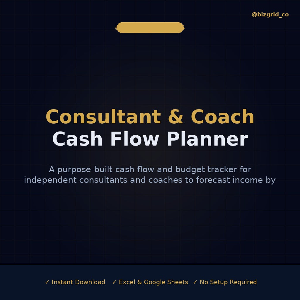 Cash Flow Planner for Consultants & Coaches | Budget Tracker Excel Template | Freelance Income Forecast