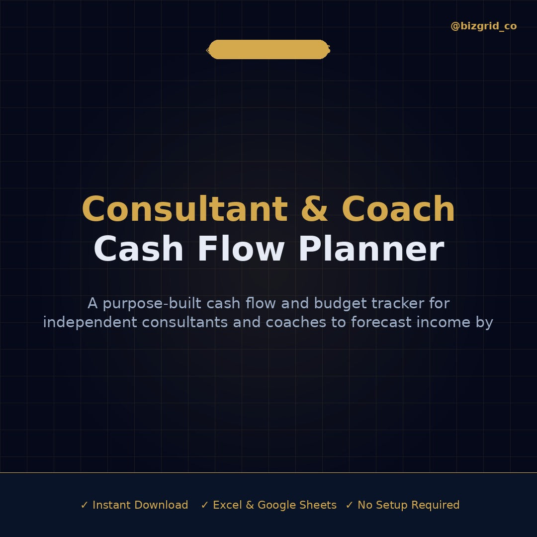 Cash Flow Planner for Consultants & Coaches | Budget Tracker Excel Template | Freelance Income Forecast
