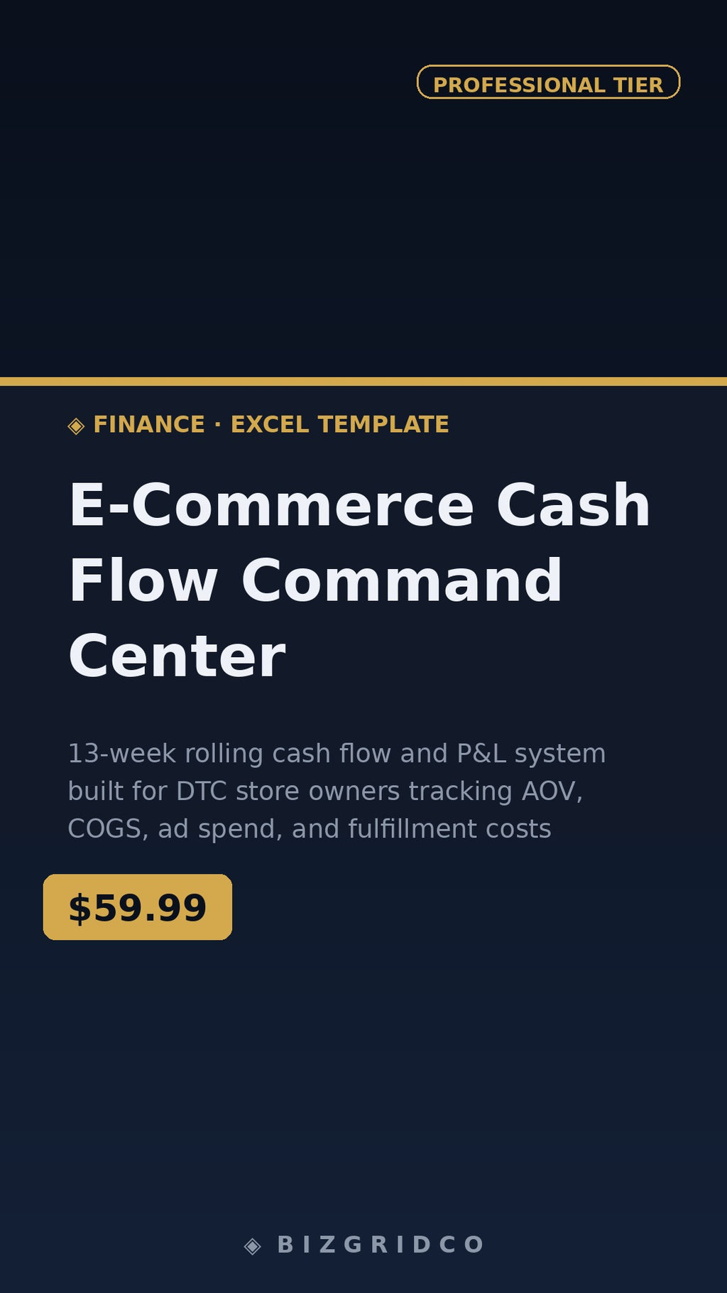 E-Commerce Cash Flow Tracker Spreadsheet | DTC P&L Dashboard | Shopify Amazon Multi-Channel Finance