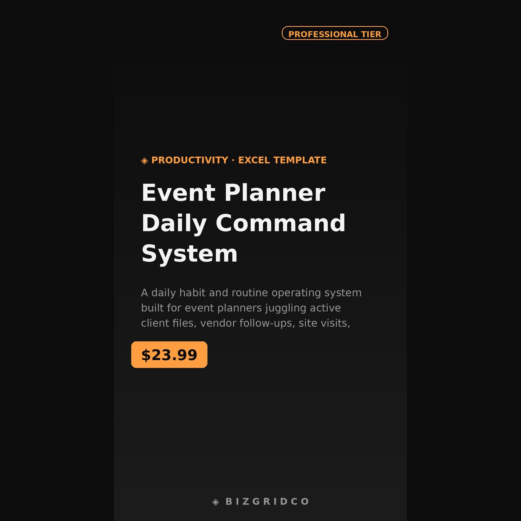 Event Planner Daily Organizer for Wedding and Event Coordinators | Multi-Event Tracker Spreadsheet with Vendor Follow-Up System