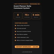 Event Planner Daily Organizer for Wedding and Event Coordinators | Multi-Event Tracker Spreadsheet with Vendor Follow-Up System