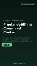 Freelance Billing Command Center | Invoice Tracker, Client Billing & Cash Flow Spreadsheet Template