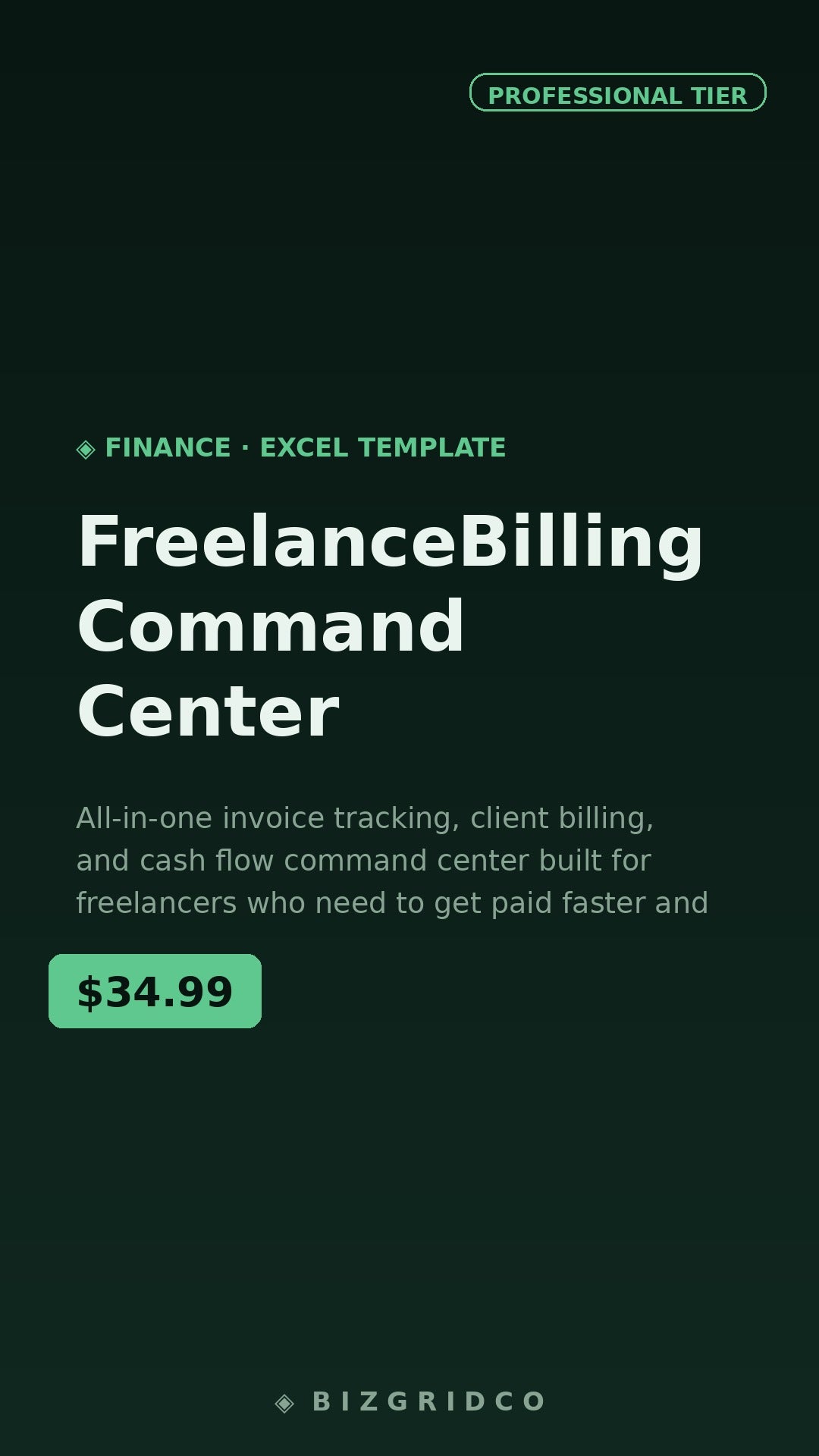 Freelance Billing Command Center | Invoice Tracker, Client Billing & Cash Flow Spreadsheet Template