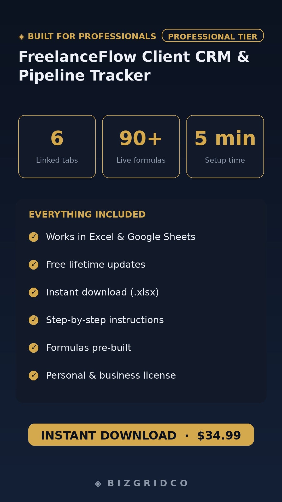 FreelanceFlow Client CRM & Pipeline Tracker | Freelancer CRM Template | Client Management System
