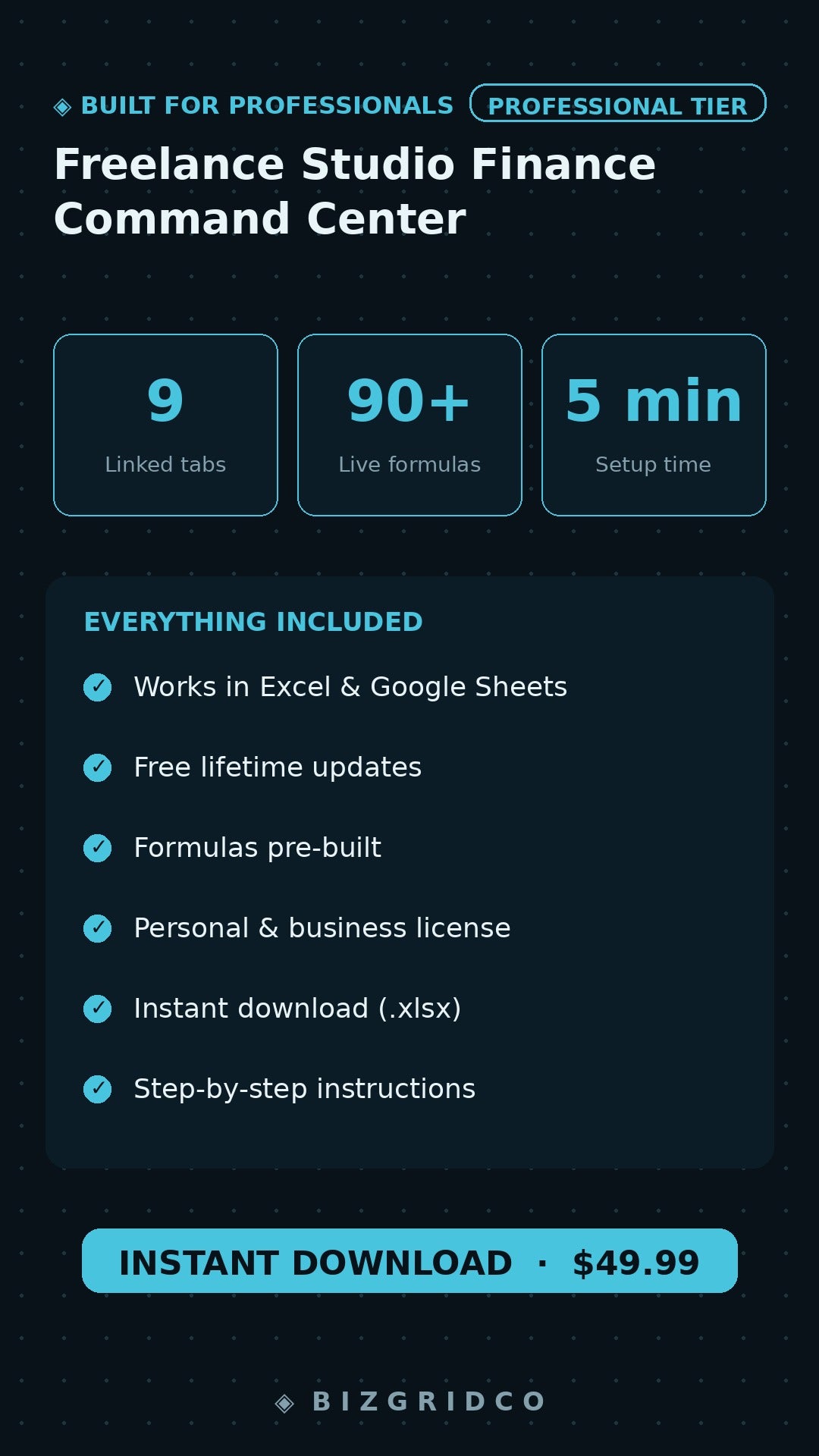 Freelance Studio Finance Tracker | Revenue, Cash Flow & Tax Dashboard for Solo Creative Professionals