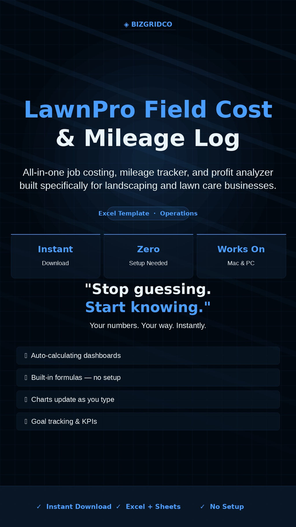 Landscaping Job Cost & Mileage Tracker Excel Template | Lawn Care Profit Log for Small Business