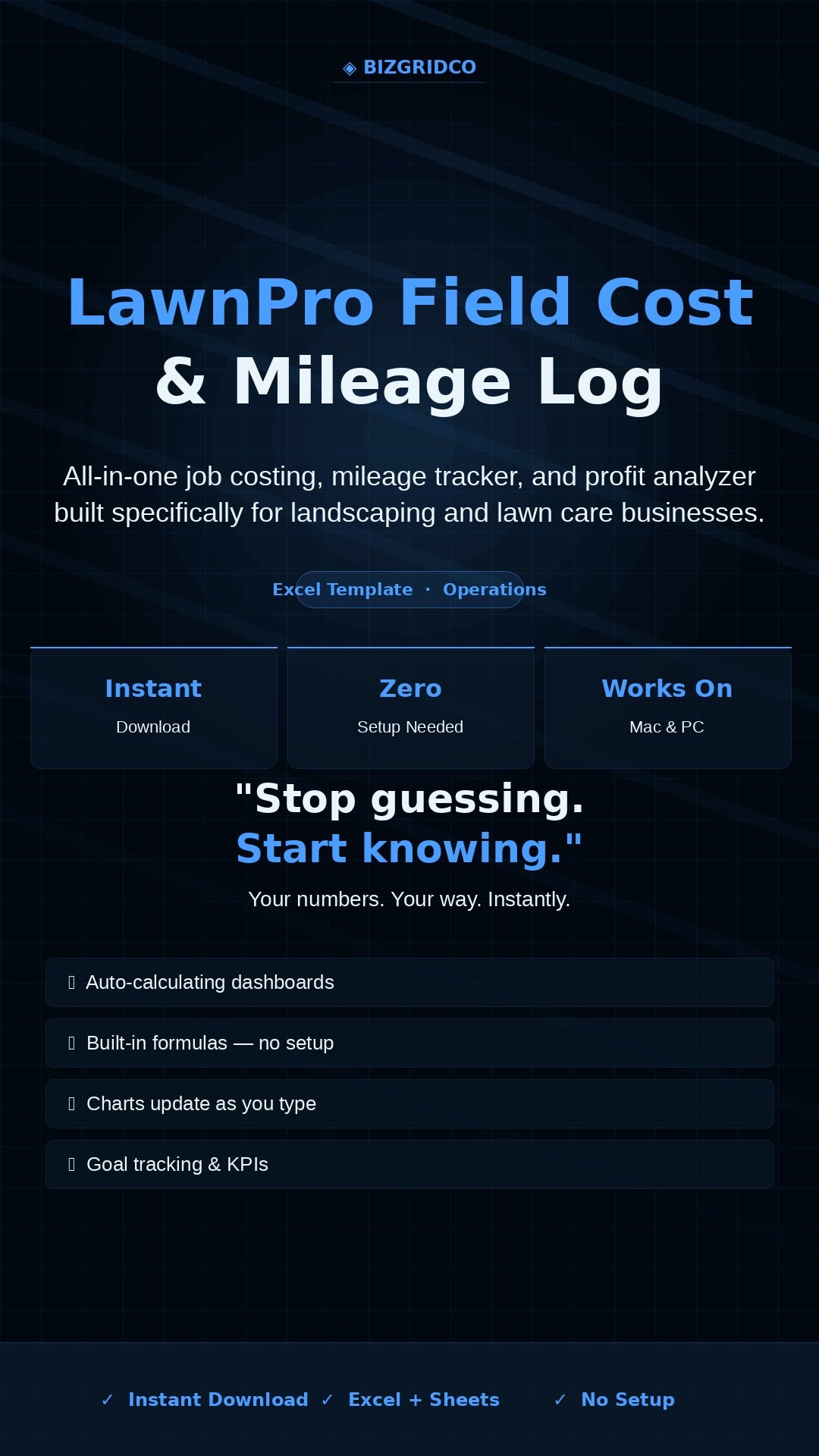Landscaping Job Cost & Mileage Tracker Excel Template | Lawn Care Profit Log for Small Business