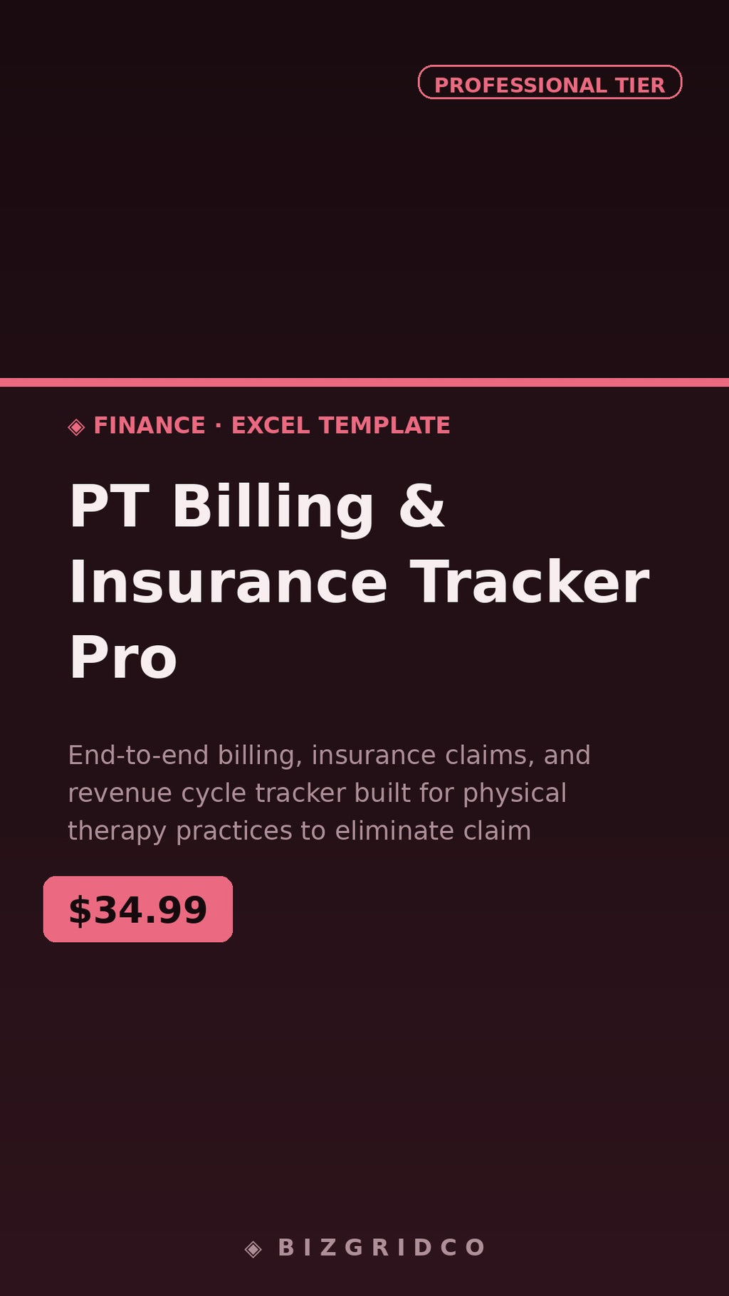 Physical Therapy Billing & Insurance Tracker | PT Revenue Cycle Claims Manager Spreadsheet Tool