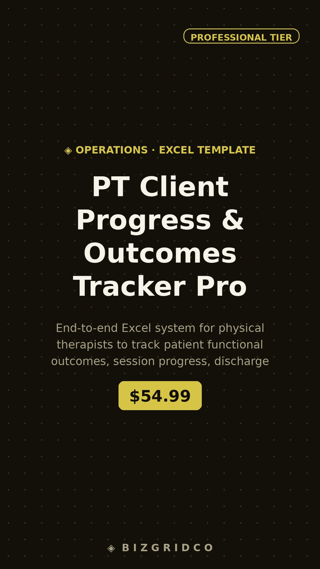 PT Client Progress & Outcomes Tracker Pro | Physical Therapy Excel Tracker | Patient KPI Dashboard