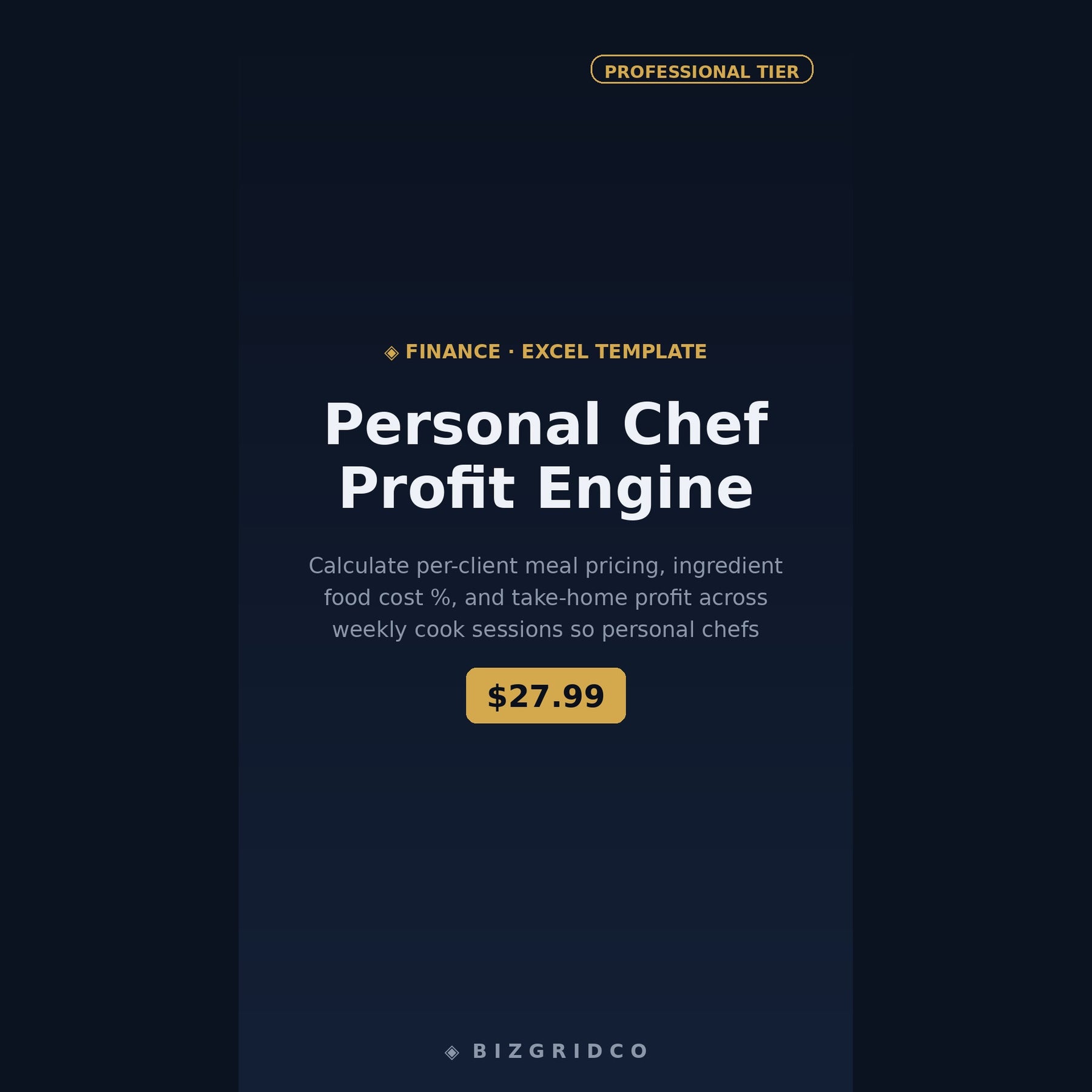 Personal Chef Pricing and Profit Tracker | Excel Spreadsheet for Food Cost, Client Billing & Weekly Income