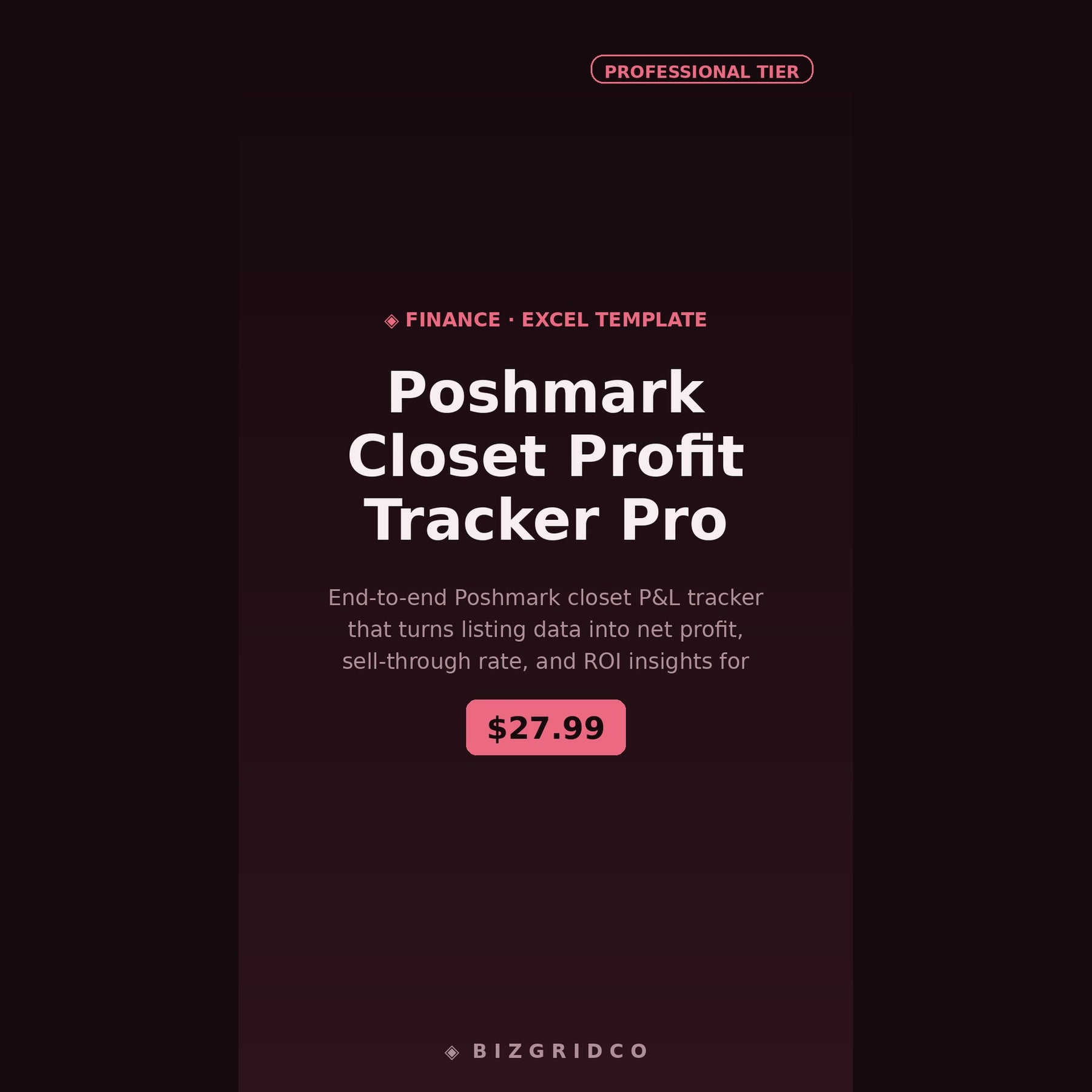 Poshmark Profit Tracker for Resellers | Closet P&L, ROI and Sell-Through Rate Excel Spreadsheet
