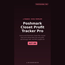 Poshmark Profit Tracker for Resellers | Closet P&L, ROI and Sell-Through Rate Excel Spreadsheet
