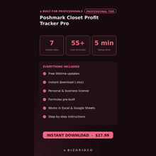 Poshmark Profit Tracker for Resellers | Closet P&L, ROI and Sell-Through Rate Excel Spreadsheet
