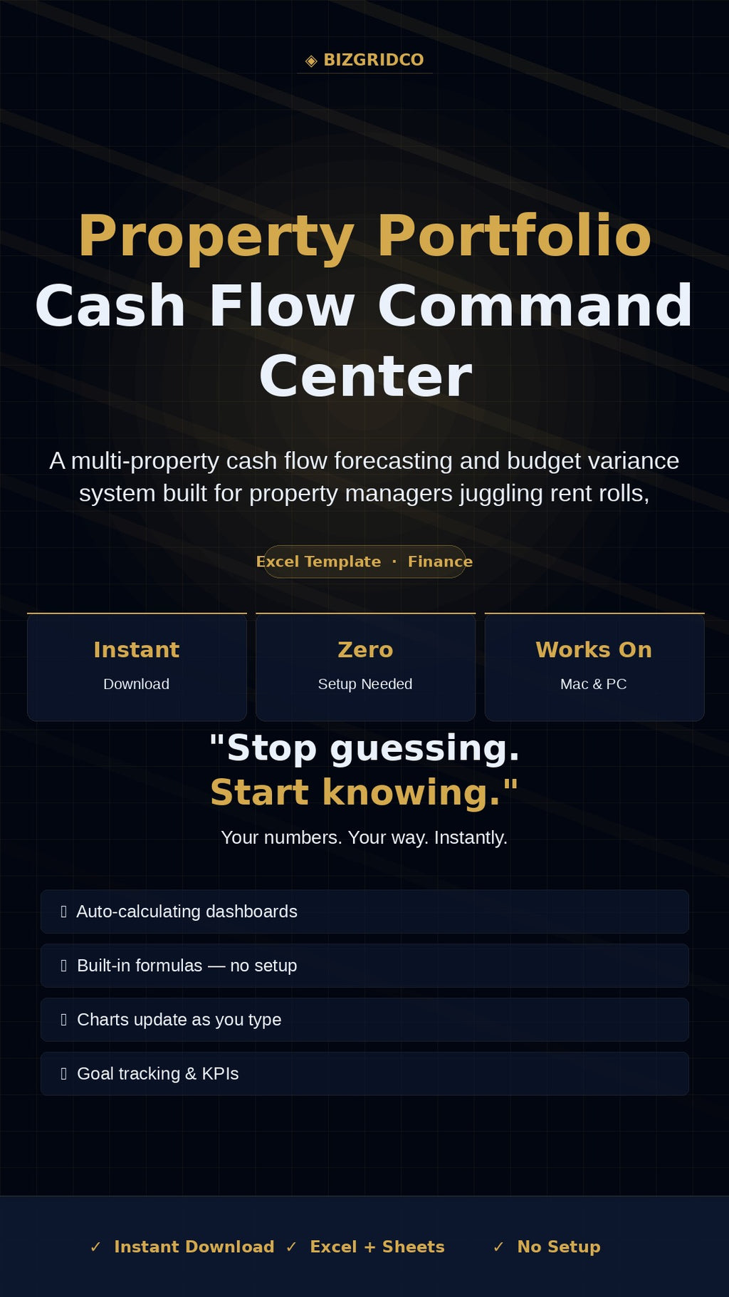 Rental Property Cash Flow Tracker Excel | Portfolio Budget & Rent Roll Dashboard for Landlords 2-20 Units
