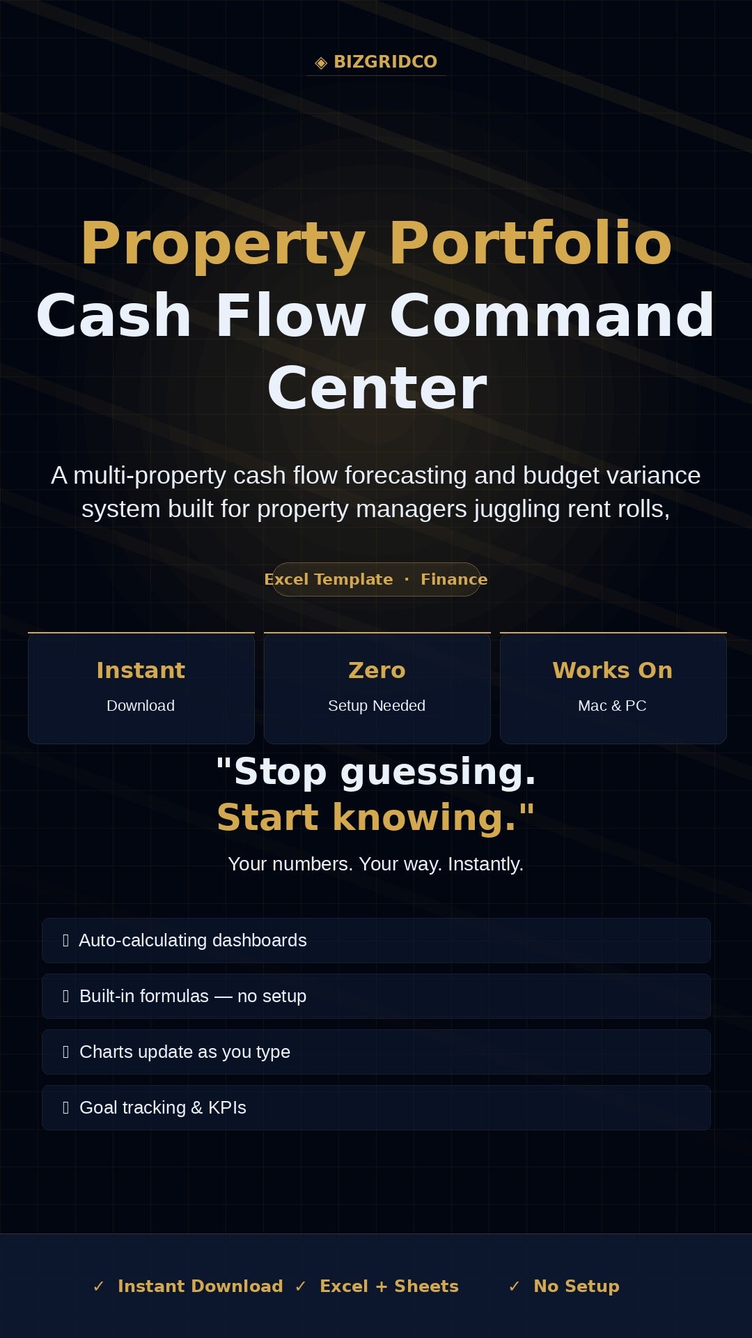 Rental Property Cash Flow Tracker Excel | Portfolio Budget & Rent Roll Dashboard for Landlords 2-20 Units