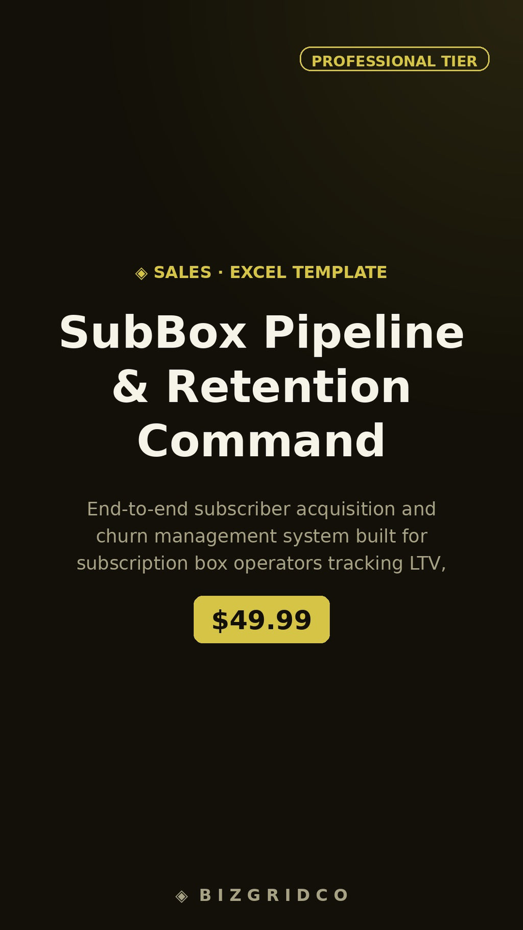 Subscription Box Retention System | Churn Tracker LTV Cohort Analysis CAC Dashboard Subscriber Pipeline