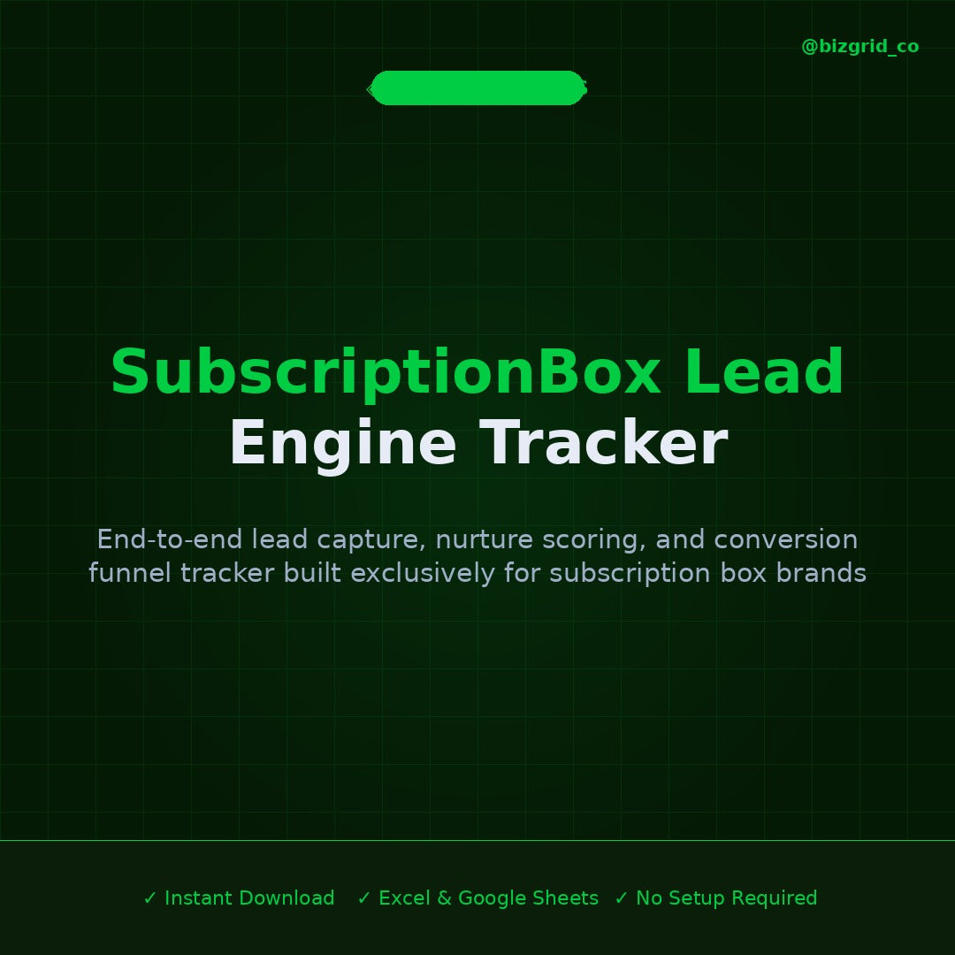 Subscription Box Lead Tracker Excel Template | Lead Capture Nurture Scoring Conversion Funnel CRM
