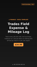 Contractor Expense & Mileage Log Spreadsheet | Field Crew Job Cost Tracker for Trades Small Business