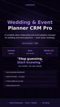 Wedding Planner CRM Template Excel | Event Client Tracker Leads Bookings Vendor Revenue Pipeline Manager