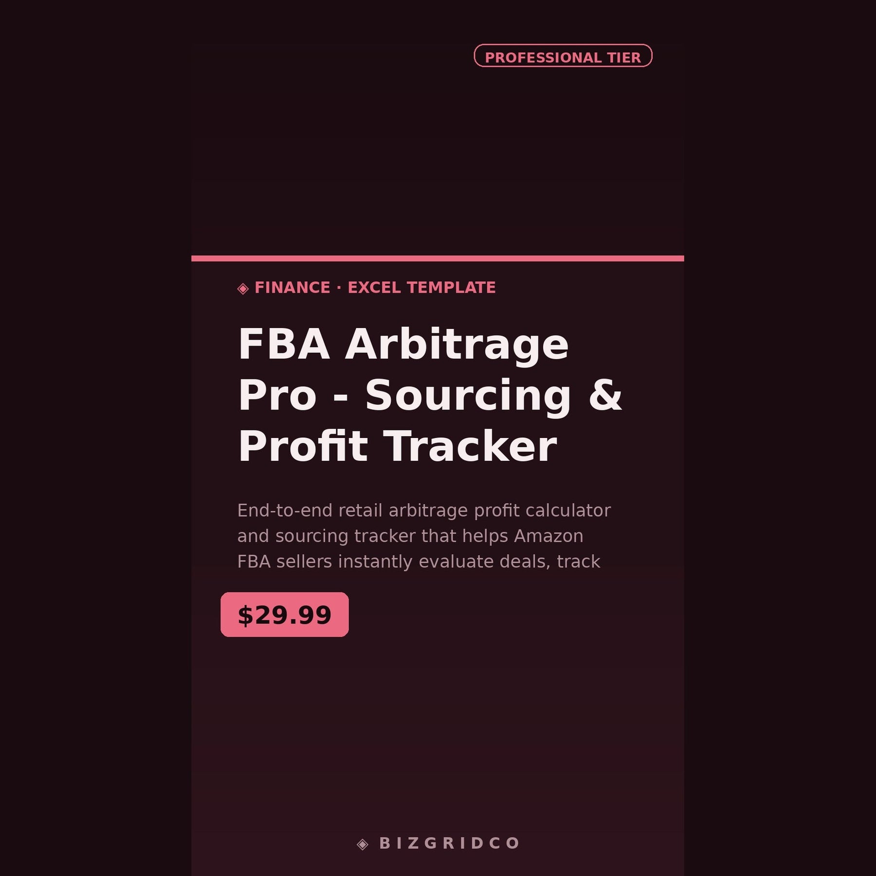 Amazon FBA Arbitrage Tracker | Retail Sourcing and Profit Calculator for FBA Sellers | Excel & Google Sheets - BizGridCo.