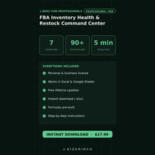 Amazon FBA Inventory Health Tracker and Restock Planner | Stop Stockouts and Cut Storage Fees for FBA Sellers - BizGridCo.