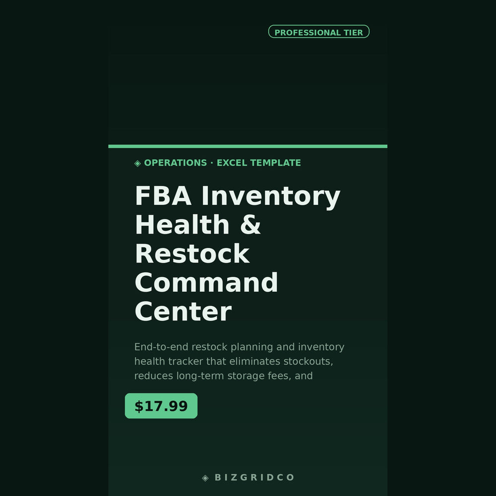 Amazon FBA Inventory Health Tracker and Restock Planner | Stop Stockouts and Cut Storage Fees for FBA Sellers - BizGridCo.