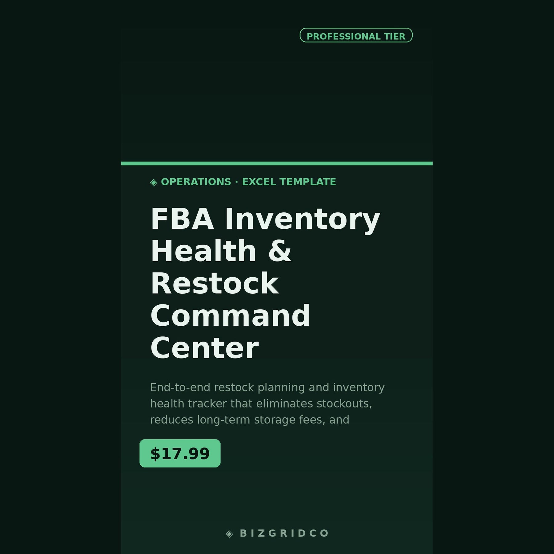 Amazon FBA Inventory Health Tracker and Restock Planner | Stop Stockouts and Cut Storage Fees for FBA Sellers - BizGridCo.
