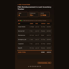 Amazon FBA Reimbursement Tracker | Lost and Damaged Inventory Recovery Tool with 18-Month Claim Window Excel Spreadsheet - BizGridCo.