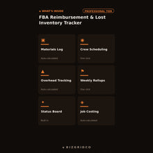 Amazon FBA Reimbursement Tracker | Lost and Damaged Inventory Recovery Tool with 18-Month Claim Window Excel Spreadsheet - BizGridCo.