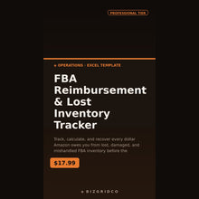 Amazon FBA Reimbursement Tracker | Lost and Damaged Inventory Recovery Tool with 18-Month Claim Window Excel Spreadsheet - BizGridCo.