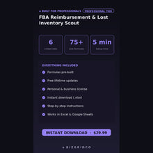 Amazon FBA Reimbursement Tracker | Lost and Damaged Inventory Scout with Claim Window Calculator - BizGridCo.