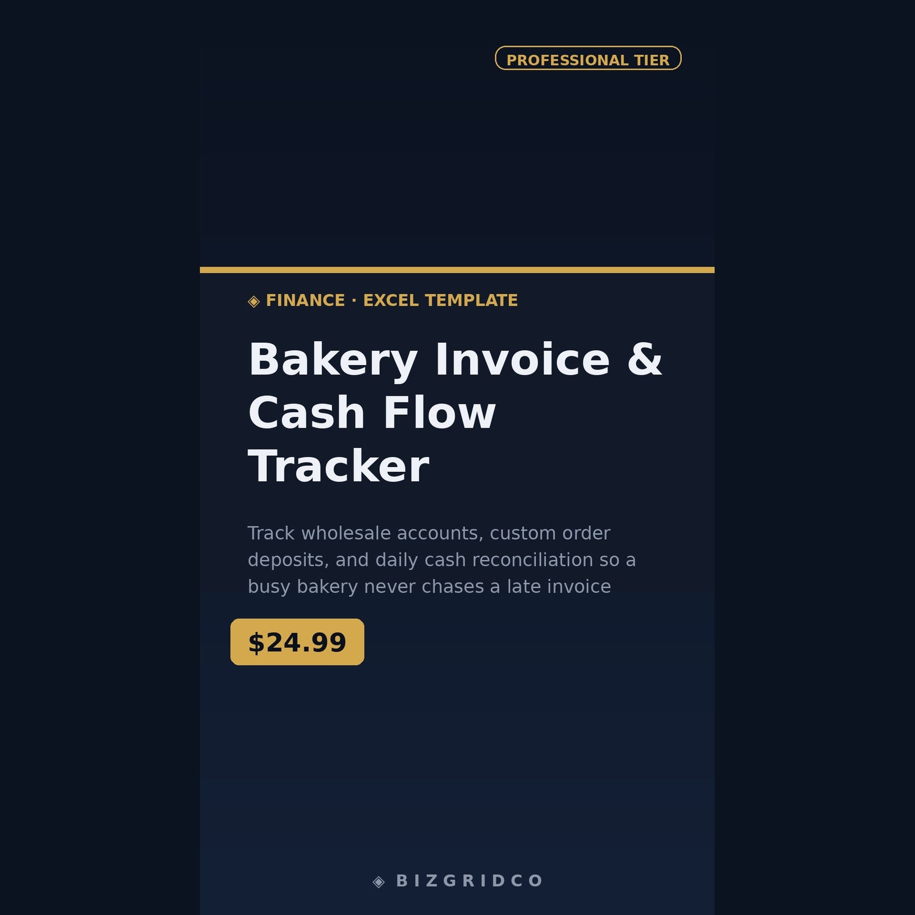 Bakery Invoice and Cash Flow Tracker | Wholesale Accounts, Custom Orders & Deposit Log | Excel Google Sheets Template - BizGridCo.