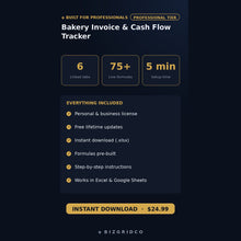 Bakery Invoice and Cash Flow Tracker | Wholesale Accounts, Custom Orders & Deposit Log | Excel Google Sheets Template - BizGridCo.