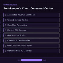 Bookkeeper CRM Client Tracker | Accountant Client Management Excel Template | Billing Deadline Tracker - BizGridCo.