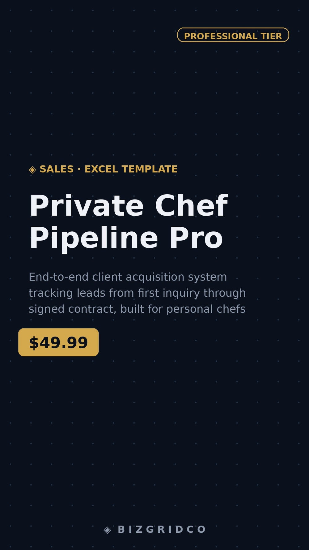 Client Tracker Spreadsheet | Personal Chef CRM Pipeline | Lead Tracker Sales Tracker Google Sheets Excel - BizGridCo.