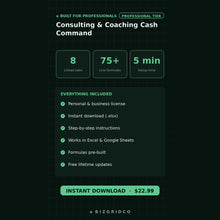 Consulting Business Finance Tracker | P&L, Retainer Pipeline and Cash Runway Spreadsheet for Coaches - BizGridCo.