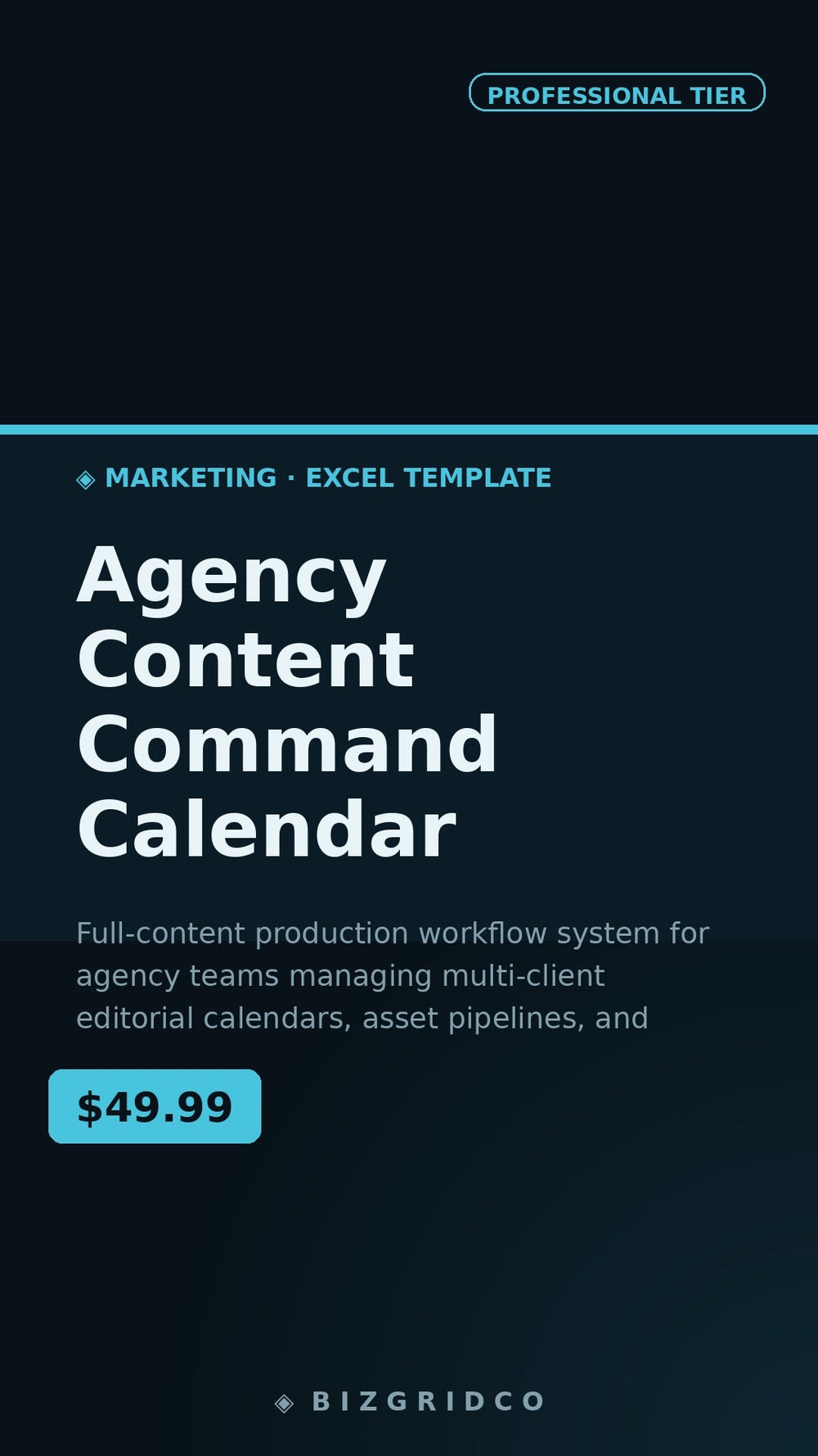 Content Calendar Spreadsheet Agency Editorial Planner Multi-Client Campaign Tracker Google Sheets Excel Template - BizGridCo.