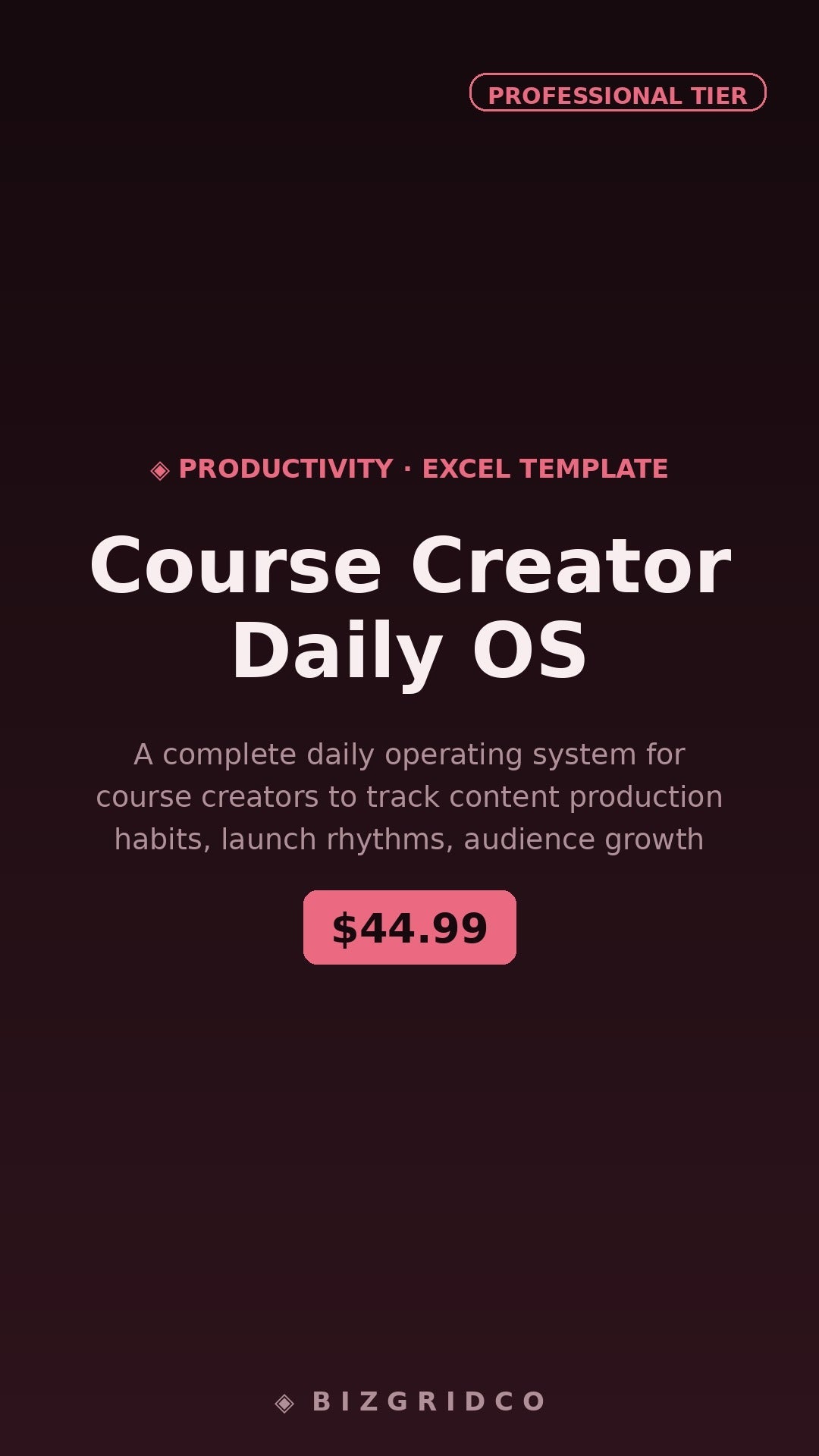 Course Creator Daily OS | Notion Productivity System for Online Course Creators | Launch & Revenue Tracker - BizGridCo.