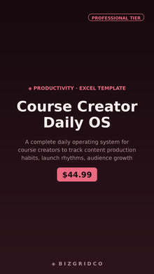 Course Creator Daily OS | Notion Productivity System for Online Course Creators | Launch & Revenue Tracker - BizGridCo.