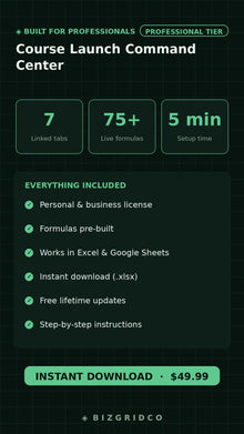 Course Launch Command Center | Course Creator Planner Tracker Notion Template Kajabi Teachable Thinkific - BizGridCo.