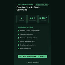 Creative Studio Inventory Tracker for Photographers & Videographers | Gear, Depreciation and Kit Management Spreadsheet - BizGridCo.