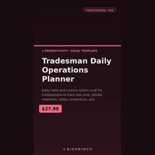 Daily Operations Planner for Tradesmen | Job Scheduling, Billable Hours and Tool Prep Tracker for Small Crews - BizGridCo.